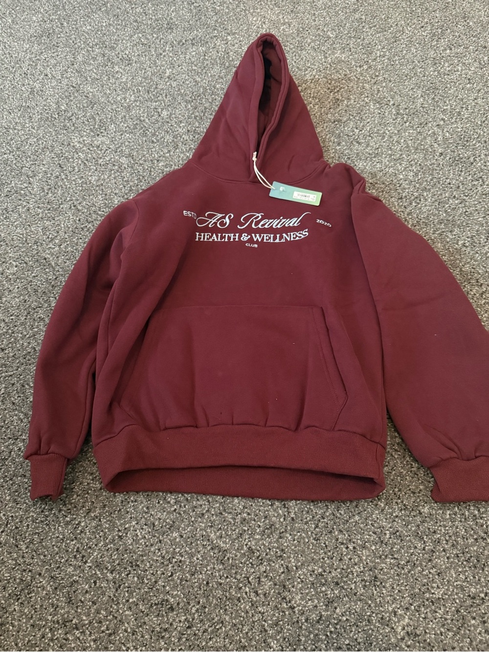 Altar'd State Maroon Pullover Hoodie with White Script Logo